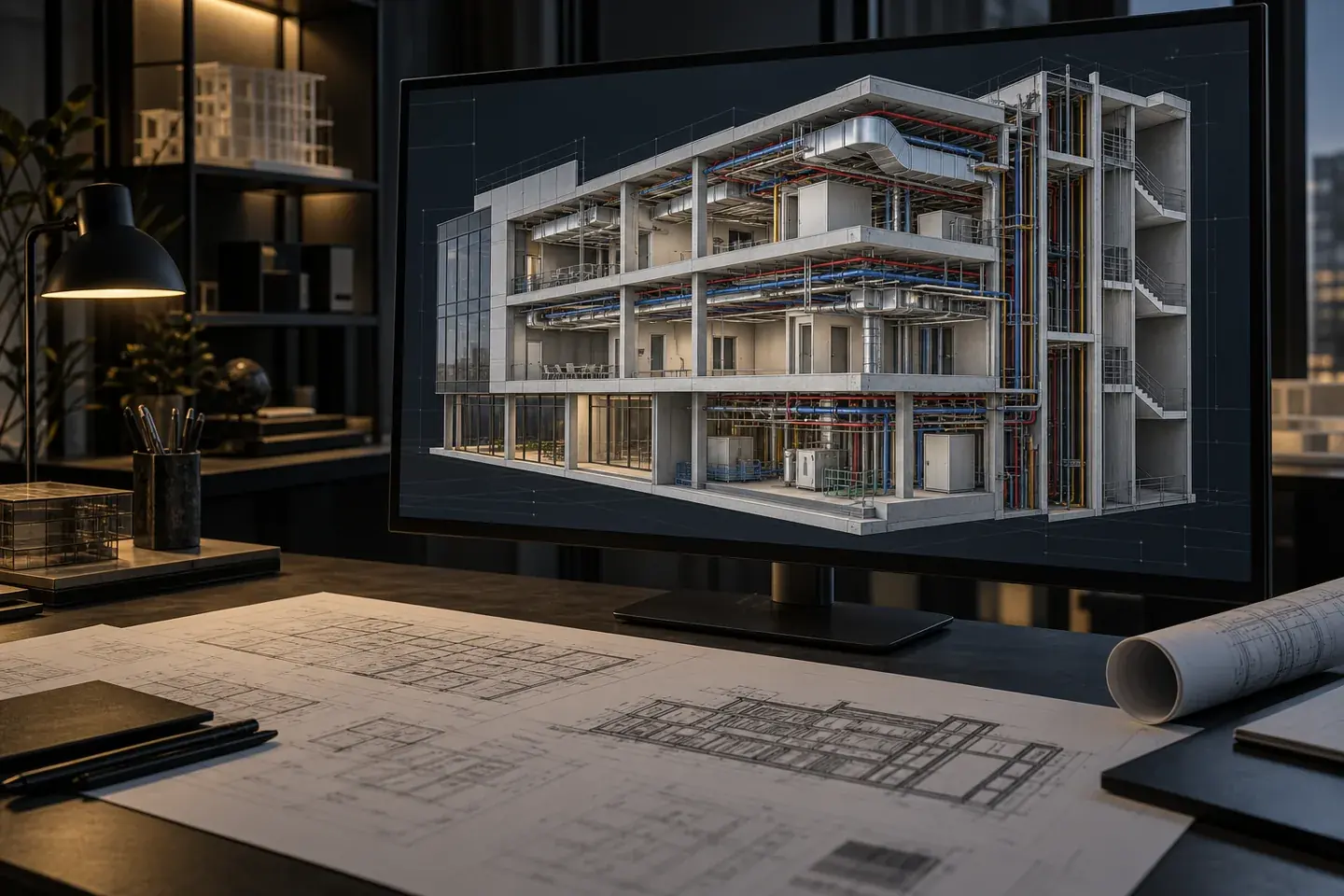 MEP BIM model with organised geometry and technical information